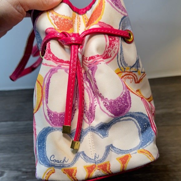 Coach Vibrant Pink and Yellow Shoulder Bag - Picture 4 of 11